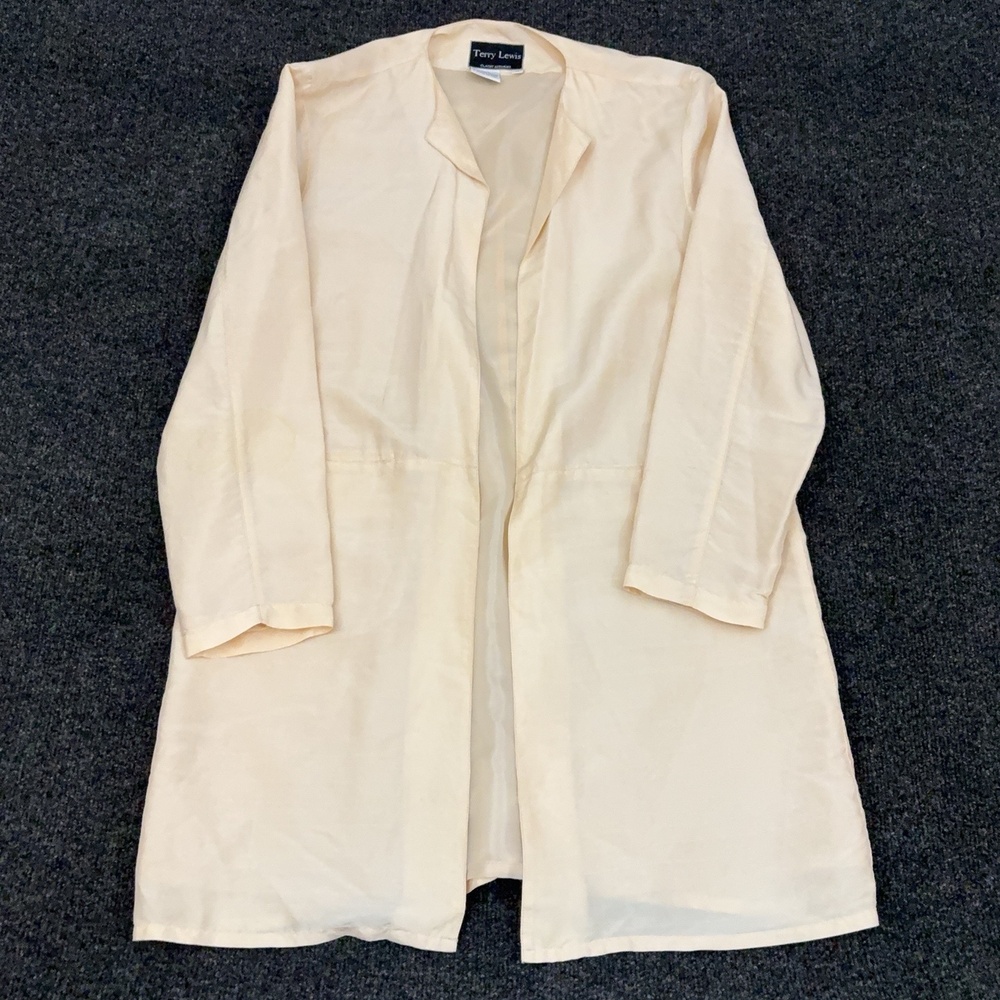 Terry Lewis Outfit Womens M White 2 Piece Dress Jacket Silk Lined Formal Set